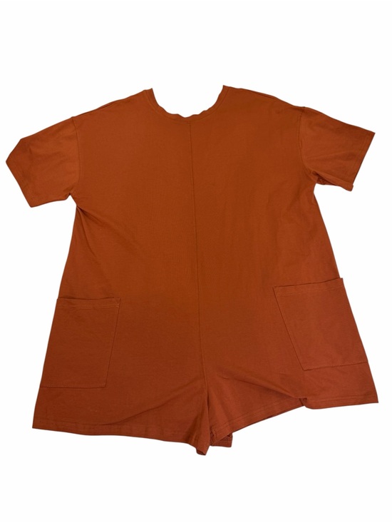 Pants - Rust Orange Short Sleeve Romper with Pockets